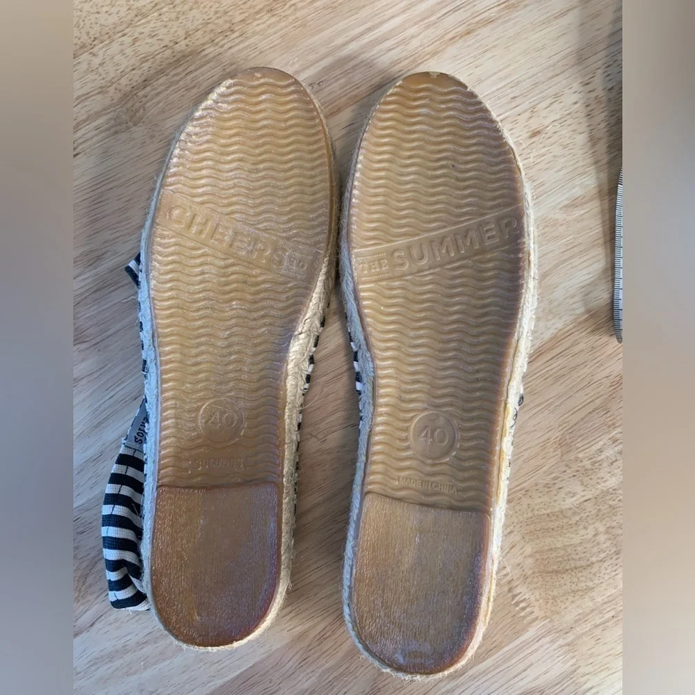 Soludos white and black striped espadrilles size 40 9.5